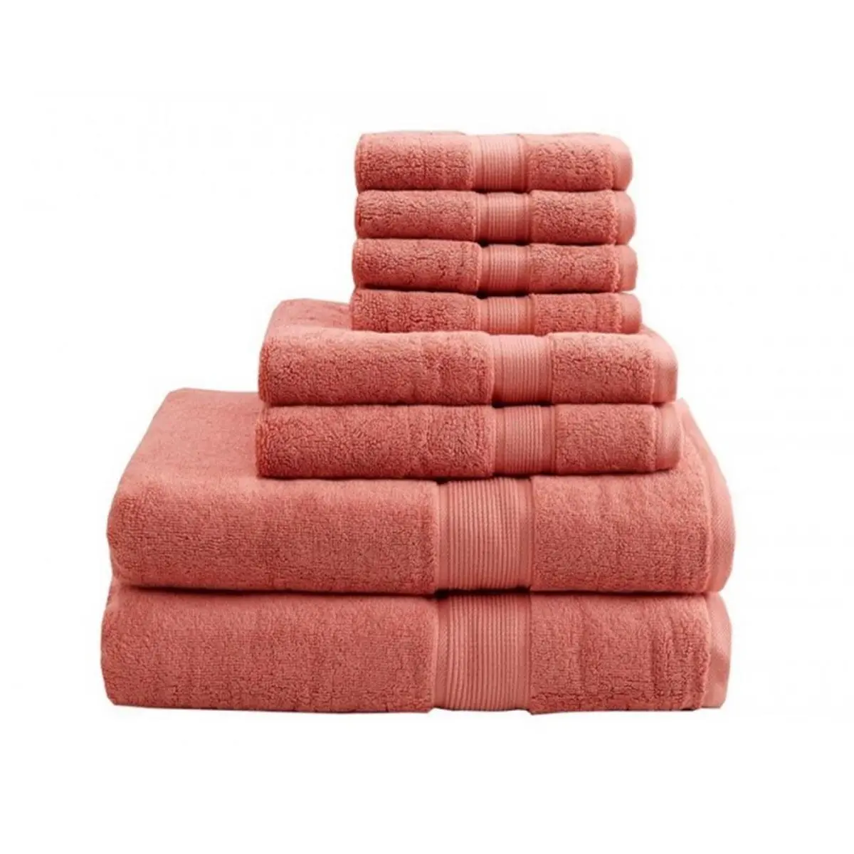 212 MAIN 8-Piece Thick 800GSM 100% Cotton Turkish Set - Coral, Including Bath and Hand Linens