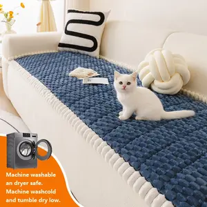 1pc Plush Anti-Slip Sofa Cover, Sofa Slipcover, Washable Sofa Protector, Pet Friendly Scratch Resistant, Thick Seat Cushion for Two Seater Three Seater Four Seater