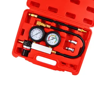 Cylinder Leak Down Tester Engine Compression Diagnosis Tester Kit Dual Pressure Gauges Engine Compression Leakdown Detector Leakage Test Set for Gasoline Engine