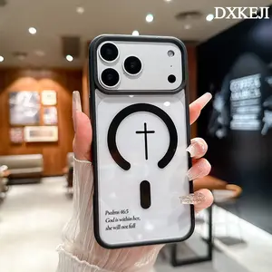 Biblical Cross Pattern Magnetic MagSafe Phone Case for iPhone 17 Air/16 Pro Max 15 Pro 14 13 12 11 Plus Lightweight Shockproof Slim Protective Cover Supports Wireless Charging Case Casing