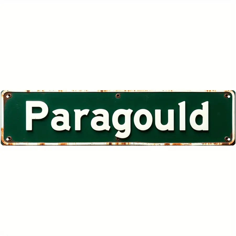 16x4 Inch Aluminum Paragould Street Sign - Retro Vintage Rustic Metal Tin Wall Art with Distressed Lettering & Aged Green Background, Indoor/Outdoor Home Decor for Living Room, Bedroom, Halloween - No Electricity Needed, Unique Gift Idea, Metal Outdoor De