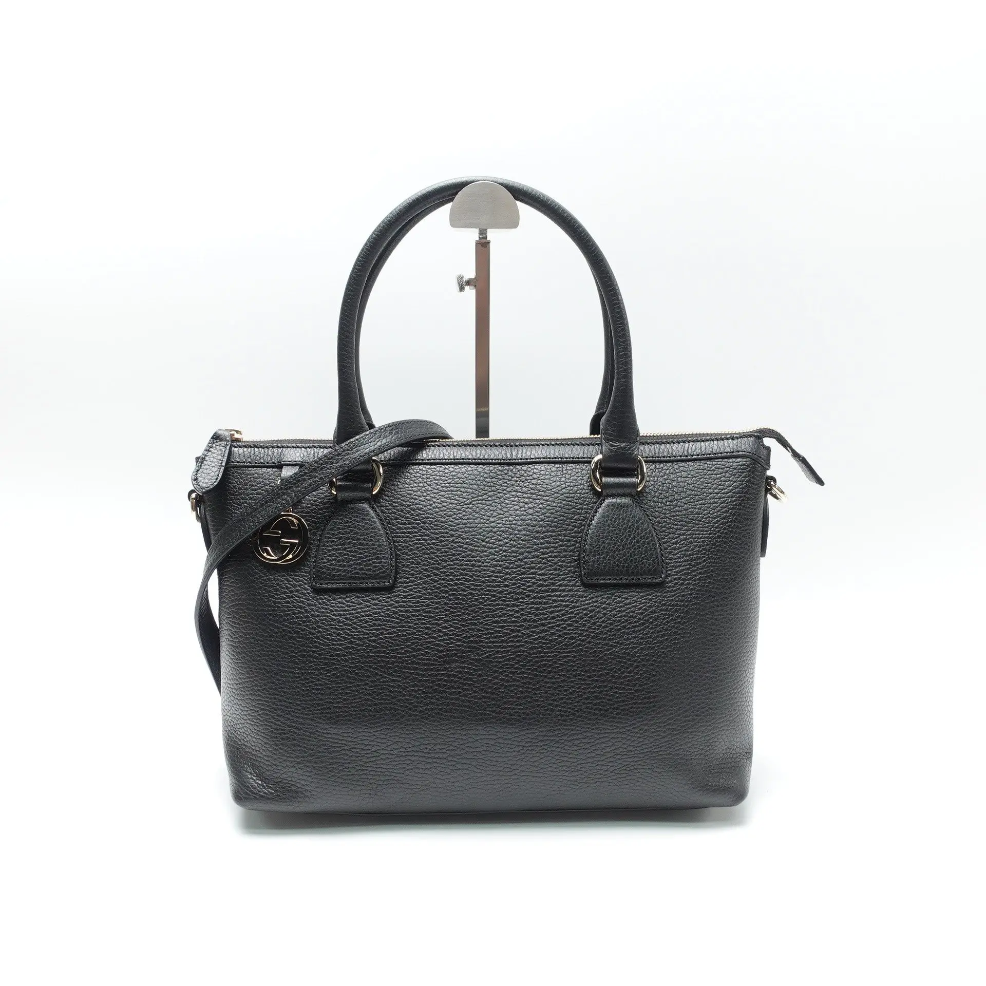 Pre-owned GUCCI pebbled leather Top Handle Bag Black T10440172