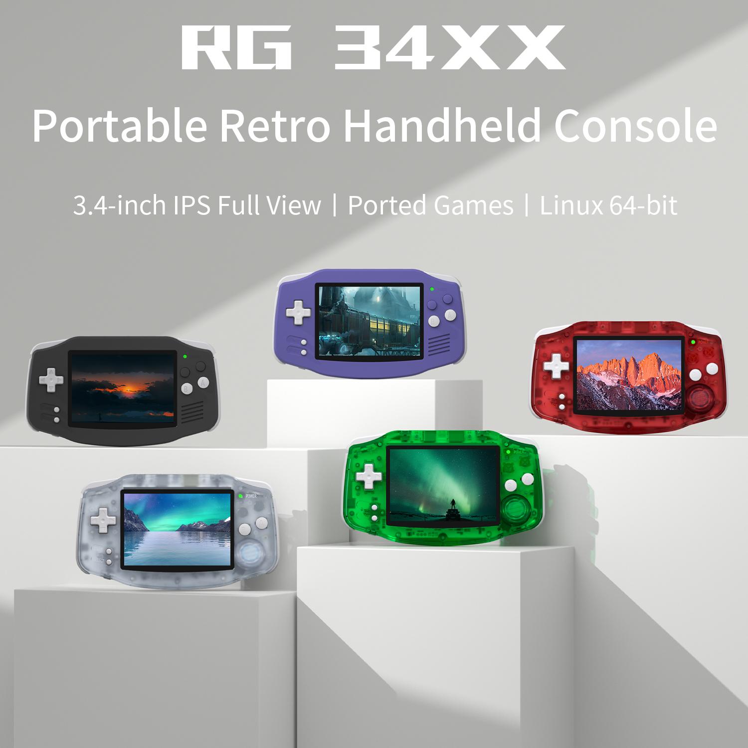 ANBERNIC RG 34XX 64Bit Retro Handheld Game Player 3.4-inch IPS Screen RG34XX retrogameconsole Video Gaming Players HD-Support TV Portable Game Console 3500mAh Gift Rg34Xx-Indigo