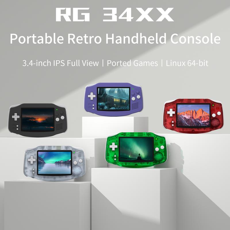 ANBERNIC RG 34XX 64Bit Retro Handheld Game Player 3.4-inch IPS Screen RG34XX retrogameconsole Video Gaming Players HD-Support TV Portable Game Console 3500mAh Gift Rg34Xx-Indigo