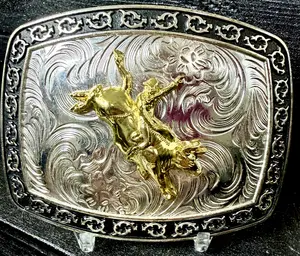 Western Bull Rider Belt Buckle | All-Metal Rodeo Cowboy Buckle | Statement Western Accessory