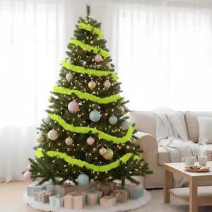 Christmas Faux Fur Ribbon Trim, Soft Furry Garland for Xmas Tree Wreath, Hanging Ornaments, Sewing & Home Party Decor, Festive Holiday Decoration