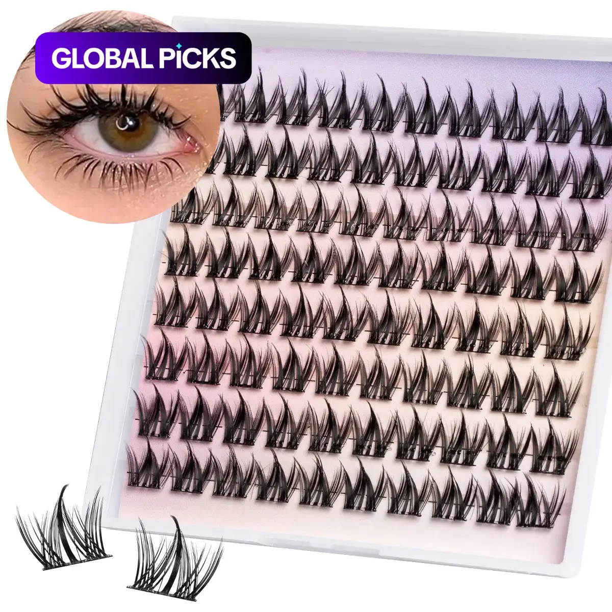 Manga-Style Lash Cluster Kit, Manga Anime Lashes, 80 Pcs C-Curl Spiky Individual Lash Extensions with Thin Band, DIY False Eyelashes Set with Bond & Seal, Remover & Tweezers #GLOBAL PICKS