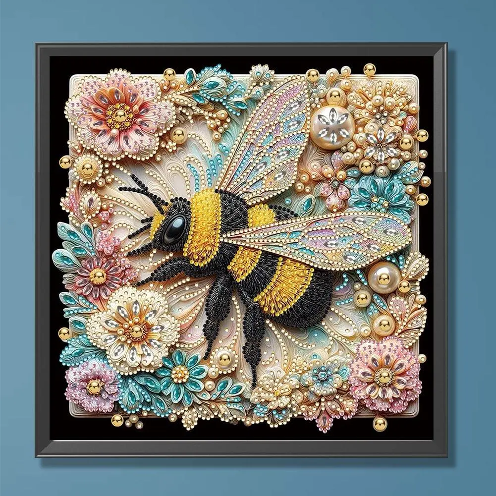 Bee Pattern DIY Diamond Art Painting Kit without Frame, DIY 5D Diamond Arts Painting Kit, Wall Art Decor for Home Living Room Bedroom, Handicraft Diamond Painting Kits, Handcraft