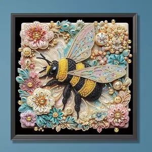 Bee Pattern DIY Diamond Art Painting Kit without Frame, DIY 5D Diamond Arts Painting Kit, Wall Art Decor for Home Living Room Bedroom, Handicraft Diamond Painting Kits