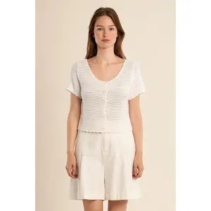 Hannah Crochet Cardigan White