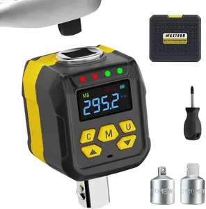 1/ 2inch Digital Torque Wrench Adapter Set, 15-295 ft-lb/20-400 Nm, with buzzer and LED alarm, equipped with 1/4 and 3/ 8inch socket adapters, suitable for car, motorcycle, and truck repairs