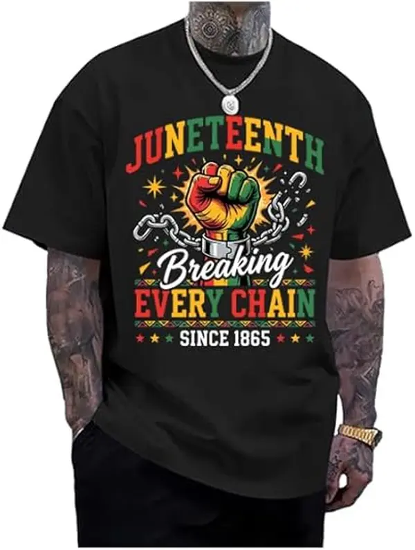 Juneteenth Shirts Men, Juneteenth Breaking Every Chain Shirt Women, Black History V-Neck Tshirt