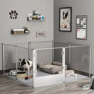 Extra Large Dog Playpen Acrylic Enclosure Pet Animal Bunny Ferrets Dog Fence Cage Pet Whelping Box with Waterproof Fertility Pad Wooden Outdoor Cat