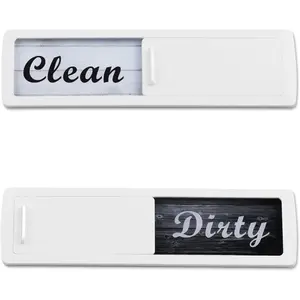 Dishwasher Magnet Clean Dirty Sign - Reversible Clean Dirty Magnet for Dishwasher, Strong Magnet & Non-Scratch Dishwasher Sign, Optional Adhesive for Home Kitchen Decor and Accessories, White