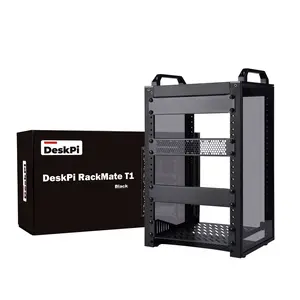 52Pi 8U Server Rack for Network, Servers, Audio, and Video Equipment, DeskPi RackMate T1 Rackmount, Black computer case