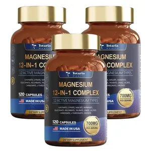 12-in-1 Magnesium Complex 700mg - 12 Active Magnesium Types, Vegan Capsules for Muscle, Heart, and Relaxation Support - Glycinate Citrate Malate Taurate