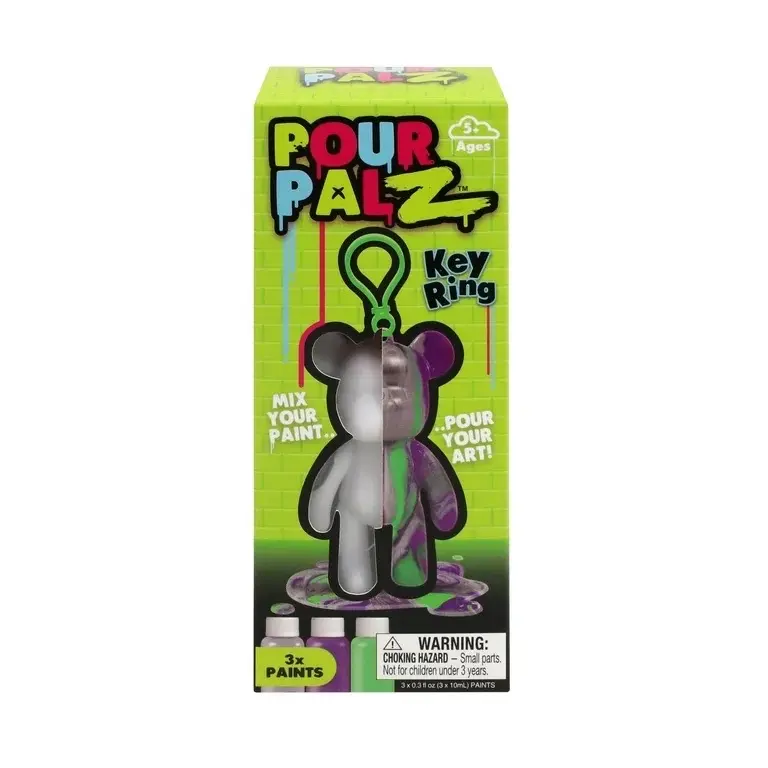 Pour Palz Paint Bear Keyring 3.2" Purple DIY Craft Kit with 3 Acrylic Paints for Ages 5+ Creative Fun & Unique Artwork