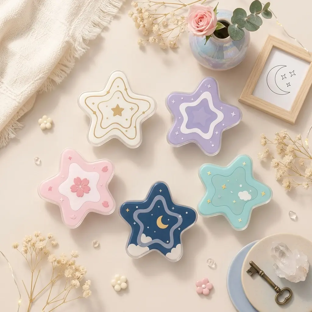 Pastel Star Phone Grip Set, Cute Cloud Moon Sakura Phone Stand Holder, Kawaii Aesthetic Phone Accessory Gift