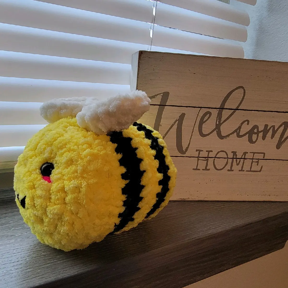 Cute Crochet Plush Bumble Bee!!- Soft Stuffed Insect Toy- Yellow Bumble Bee Snuggle Toy