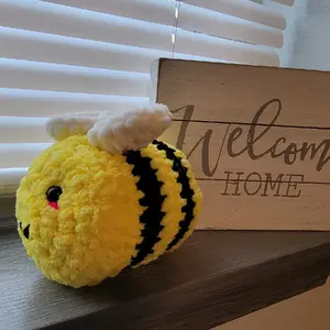 Cute Crochet Plush Bumble Bee!!- Soft Stuffed Insect Toy- Yellow Bumble Bee Snuggle Toy