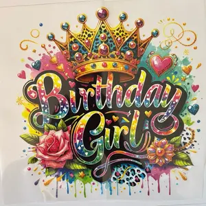 Birthday Girl Full-Color Screen Print Transfers for T-shirts & Hoodies - Vibrant Long-Lasting Prints with Smooth Professional Finish - Perfect for Birthday Designs