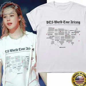 Map Arirang World Tour In US Graphic Tshirt, Unisex Cotton Tee
