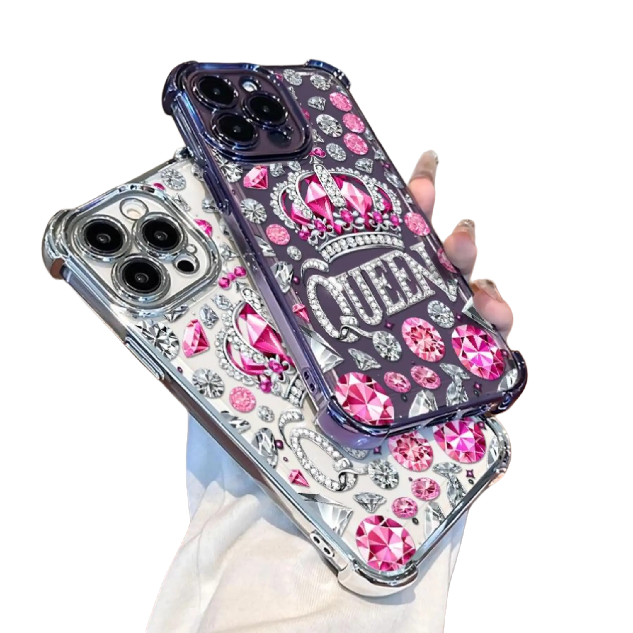 Pink Crown Queen Smartphone Case - Custom Handheld Cellphone Shell for Apple iPhone 17/16/15/14/13/12/11 Pro Max Plus, Air, X, XS Max, Transparent Lightweight Luxury Case, Great Gift for Friends