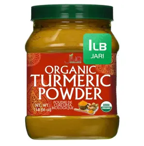 Organic Turmeric Powder 1 Pound Jar by Jiva Organics - 100% Raw with Curcumin - Lab Tested & Reports Available - Raw from India