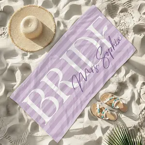 Personalized Bride Beach Towels, Bride Custom Beach Towel, Custom Name Wedding Gift, Honeymoon Bachelorette Trip, Bridal Shower Gift v3