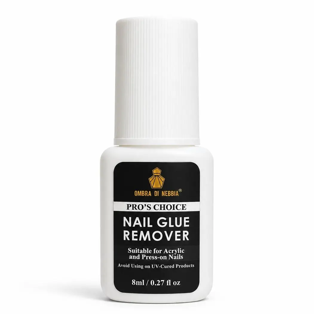 OMBRA DI NEBBIA Nail Glue Remover 8ml with Brush Applicator for Press-On Nails & Acrylic Tips, Easy Removal at Home or Salon