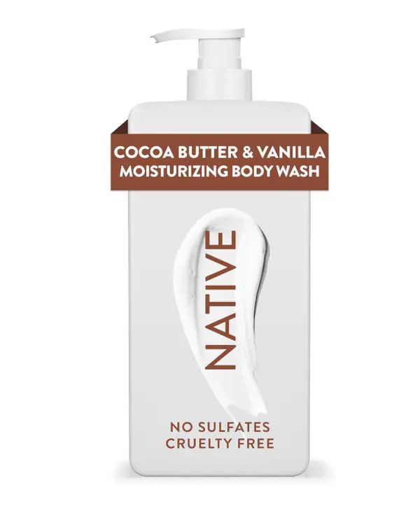 Native Moisturizing Body Wash – Cocoa Butter & Vanilla | Naturally Derived, Sulfate-Free, Paraben-Free, Dye-Free Formula for Soft, Hydrated Skin – 18 oz