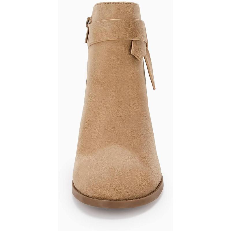 Coutgo Womens Tie Knot Chelsea Pump Ankle Boots Closed Toe Stacked Heel Booties Shoes