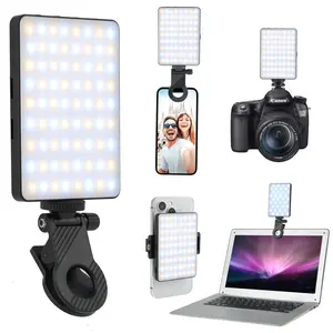 Selfie Fill Light with Front & Rear Phone Clips, 60 LED Rechargeable Video Fill Light for iPhone, iPad, Laptop Cameras, Studio Light, Selfie Panel Light
