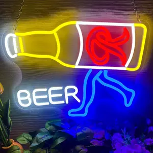 Beer Neon Signs, Entertainment Commercial Neon Wall Decoration LED Neon Signs, Luminous Lighting Bedroom Home Decoration, Business Club Party Bar Store USB Powered 10 Level Dimming