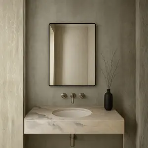 Rectangle Soft Detailed Wall Mirror - Elegant Decorative Mirror | Alpken