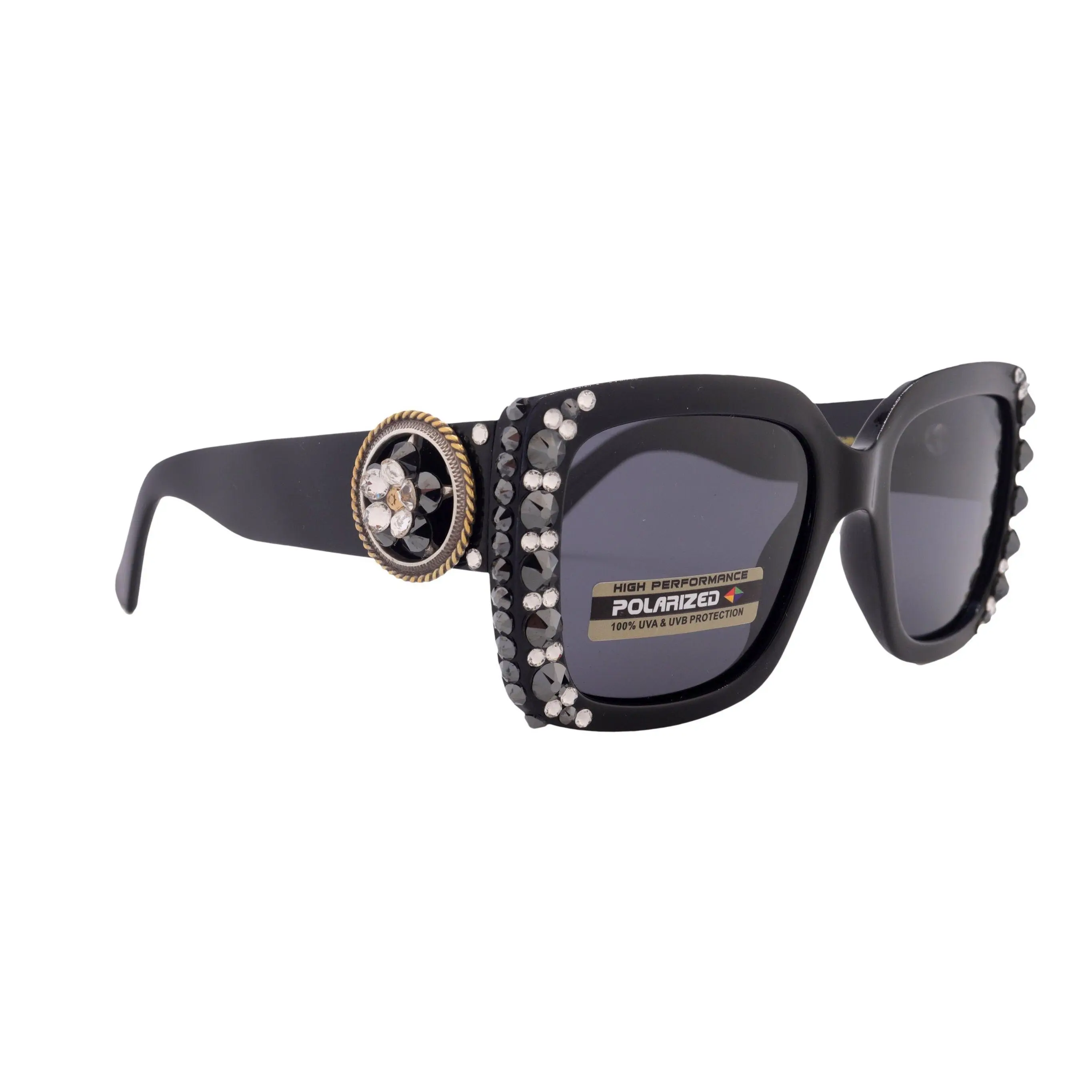 Western Sunglasses with Rope edge Concho, embellished with Genuine European Crystals  Women Bling Sunglasses