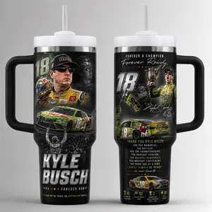 Ver 2 Kyle Busch Forever Rowdy Memorial Tumbler 40Oz with Handle/ 20Oz no Handle, Motorsport Cup, Racing Fan Collectible Gift