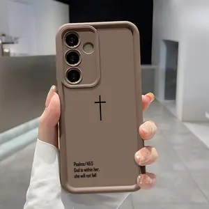 Biblical Cross Pattern Phone Case, Enhanced Camera Protection,Shockproof Skin-Friendly Touch Soft Cover for Samsung Galaxy S21 S22 S23 S24 S25 S26 Ultra Plus FE A13 A14 A15 A16 A17 A33 A34 A35 A36 A52 A53 A54 Note20