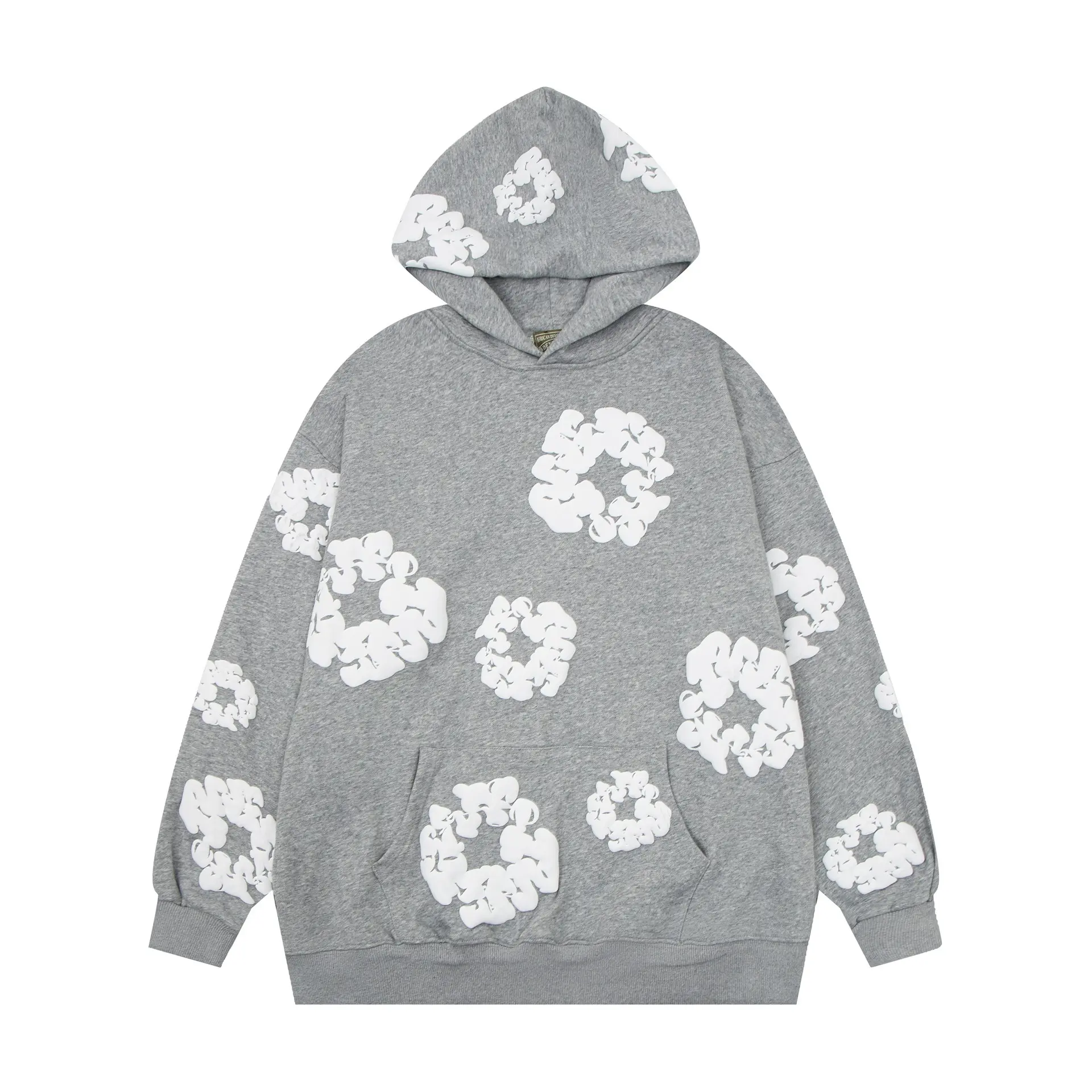 Harajuku Casual Loose Hoodie with Flower Print for Men and Women