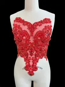 Alex Red Rhinestones Bodice Applique