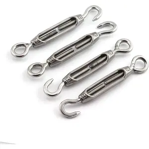 4pcs M4 304 Stainless Steel Adjustable Turnbuckle Screw, Hook to Eye Strainer Open Body Draw-in Bolt Wire Rope Tensioner for Fence