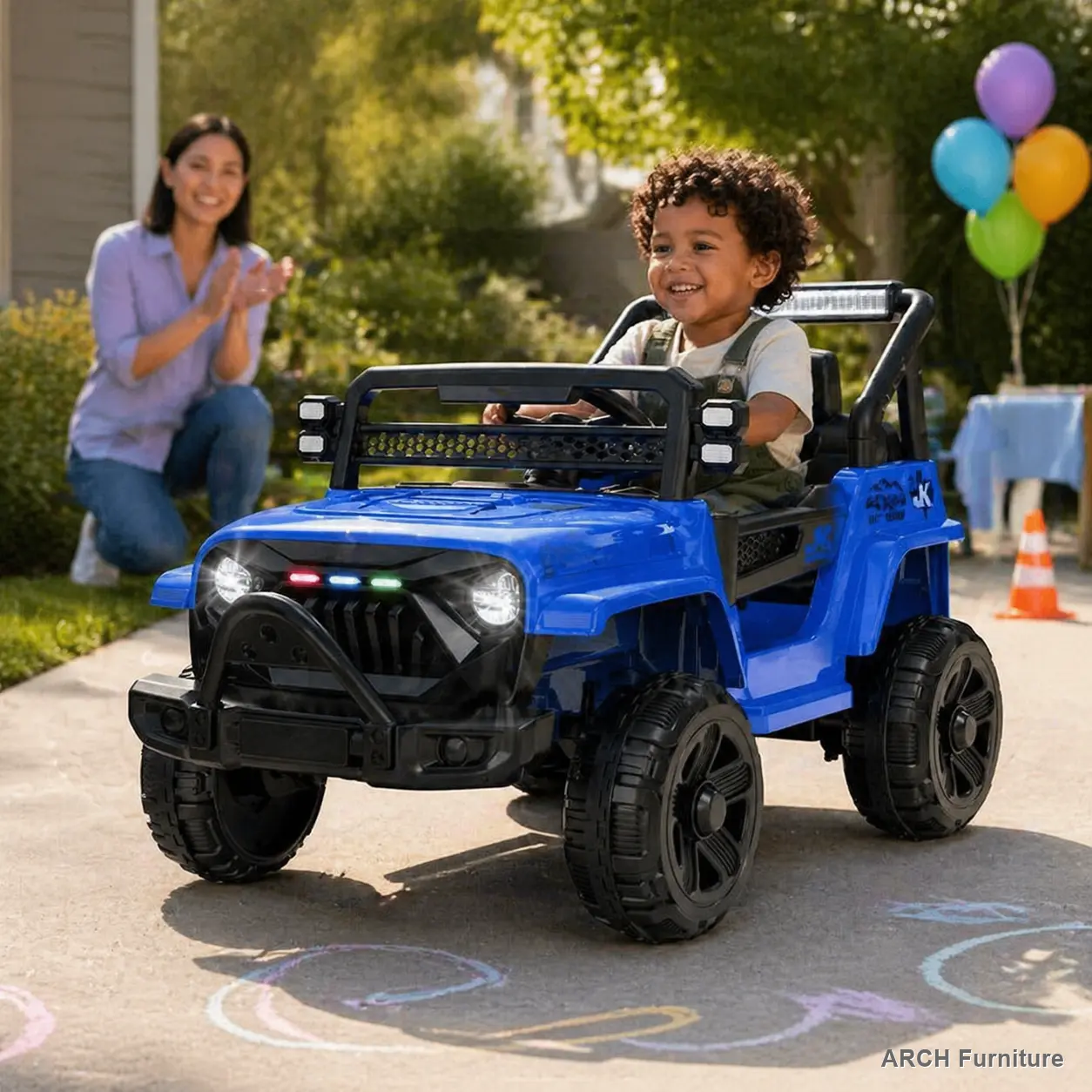 12V Kids Ride-On Electric Truck Car for Ages 1-4, 2WD, 4-Wheel Suspension, Parental Control, Early Education Function, Adjustable Volume, USB, MP3, Bluetooth, Microphone Jack, Power Display, LED Lights, Music Fun