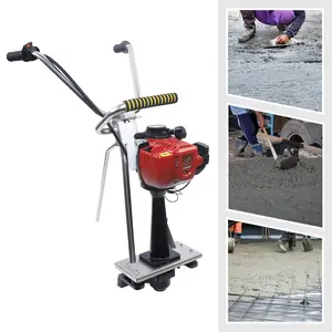 900W 35.8cc Gas Powered Concrete Consolidator 4 Stroke Engine 573lbs Force for 3.2-16ft Screeds Construction Tunnels Bridges Red Black Silver