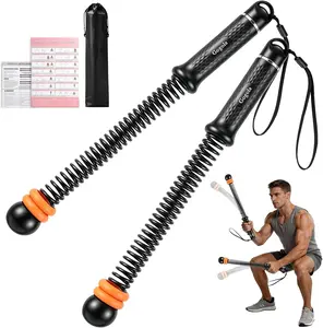 Cordless Battle Rope, Adjustable Weights Ropeless Battle Ropes for Home Gym, Portable Silent Battle Rope Sticks with Storage Bag & Training Poster, Perfect for HIIT & Strength Training (Black) Gogola