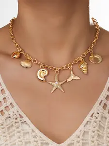 Bohemian Style Starfish Shell Tail Pendant Necklace, Perfect for Daily Wear, Parties & Vacations, Unique Jewelry Accessory