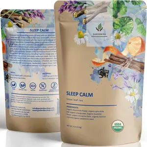 Gardenika Organic Sleep Loose Leaf Herbal Tea with Chamomile and Lavender Flowers, Caffeine Free, Ayurvedic Health Blend - 4 oz