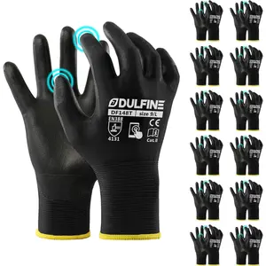 Light duty ultra thin work gloves for men and womenfoam pu coated 12 pairs packall finger touchscreen