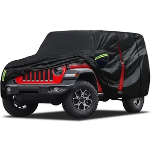 6-Layer Custom Car Cover for Jeep Wrangler 2-Door 1987-2025 JK JL CJ YJ TJ Waterproof Full Car Cover Rainproof Sunproof with Door Zippers and Inner Cotton