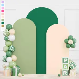 Green Wedding Arch Cover Mixed Color Arch Backdrop Cover 7.2ft 6.6ft 6ft Set of 3 Spandex Fitted Wedding Arch Stand Covers Round Top Arch Covers for Banquet Decor
