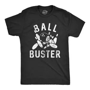 Mens Ball Buster T Shirt Funny Sarcastic Bowling Ball Joking Tee for Guys Mens Funny T Shirts Cool Vintage Fashion T-Shirt Gift Classic Menswear Funny Sarcastic Short Sleeve Novelty Tees for Guys Black -